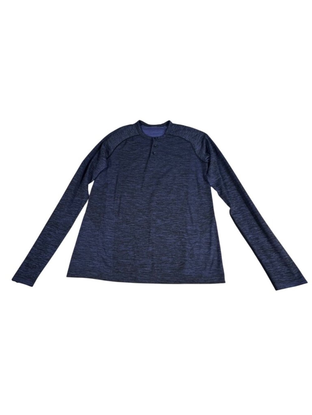 Lululemon Metal Vent Tech Heathered Blue Shirt Mens M Long Sleeve Henley Stretch